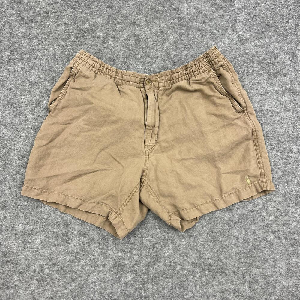 Polo Ralph Lauren Shorts Mens L Beige Linen Blend Chino Classic Prosper Preppy